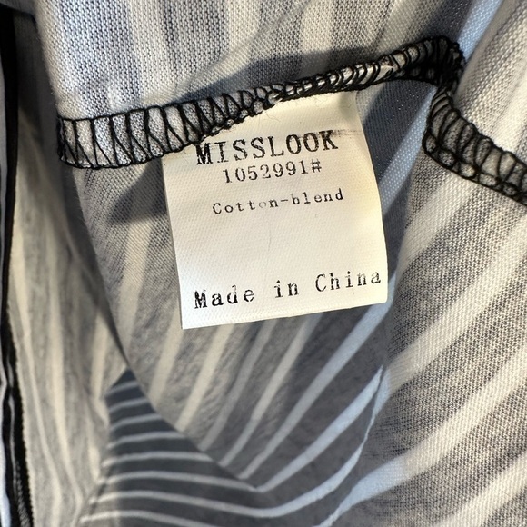 MISSLOOK Crazy Cat Lady Stripe Cat Print Short Sleeve Boho T Shirt Blouse Size L - Picture 8 of 9